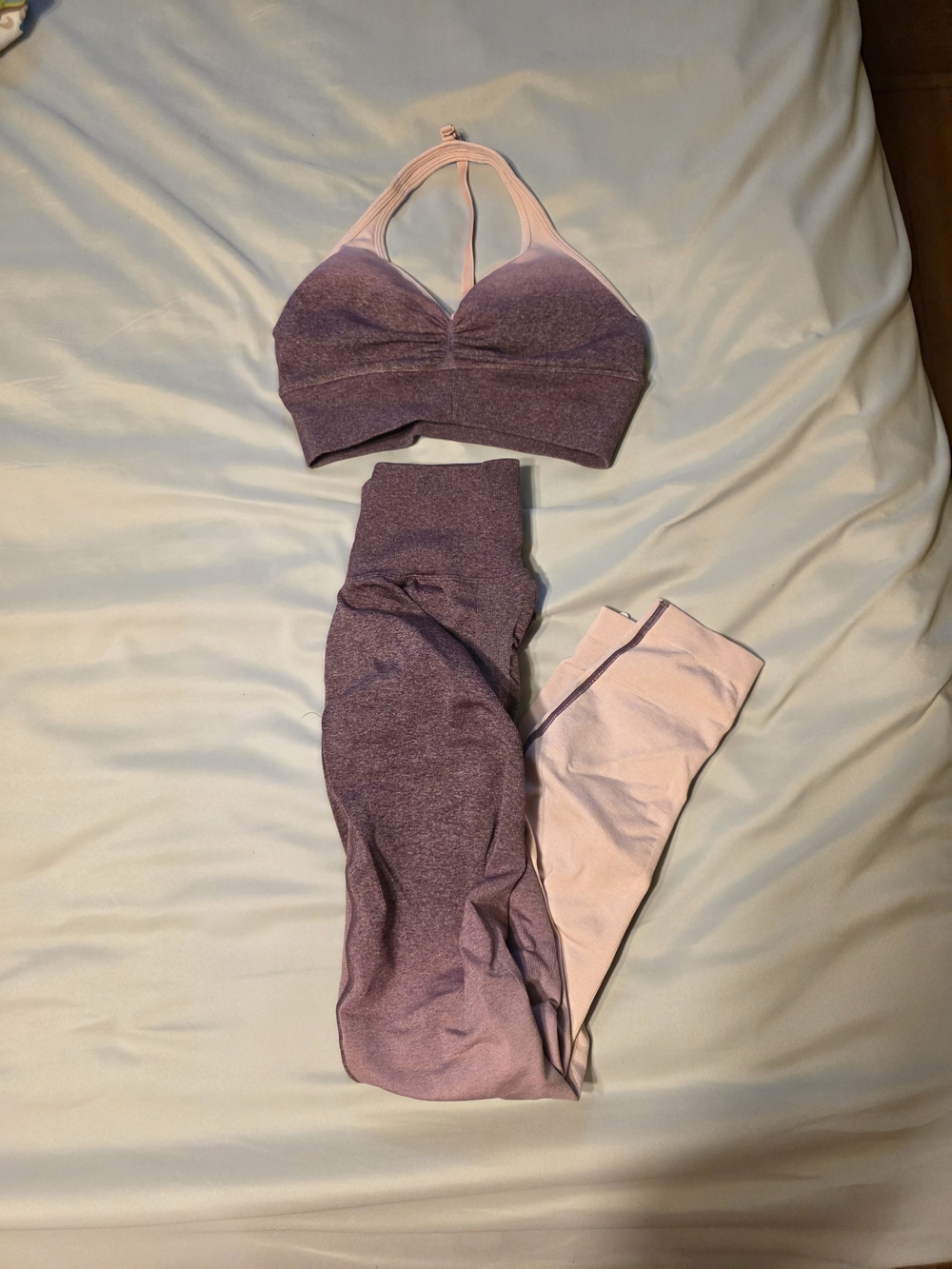 BuffBunny Purple and Light Pink Ombre Sports Bra & Leggings Set